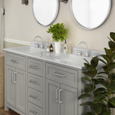 Vega 60 Inch Bathroom Double Vanity with 2 Sinks, 2 Storage Cabinets with Soft Close Doors and 6 Drawers, Carrara Marble Finish Countertop, Gray