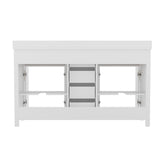 Vega 60 Inch Bathroom Double Vanity with 2 Sinks, 2 Storage Cabinets with Soft Close Doors and 6 Drawers, Carrara Marble Finish Countertop, White