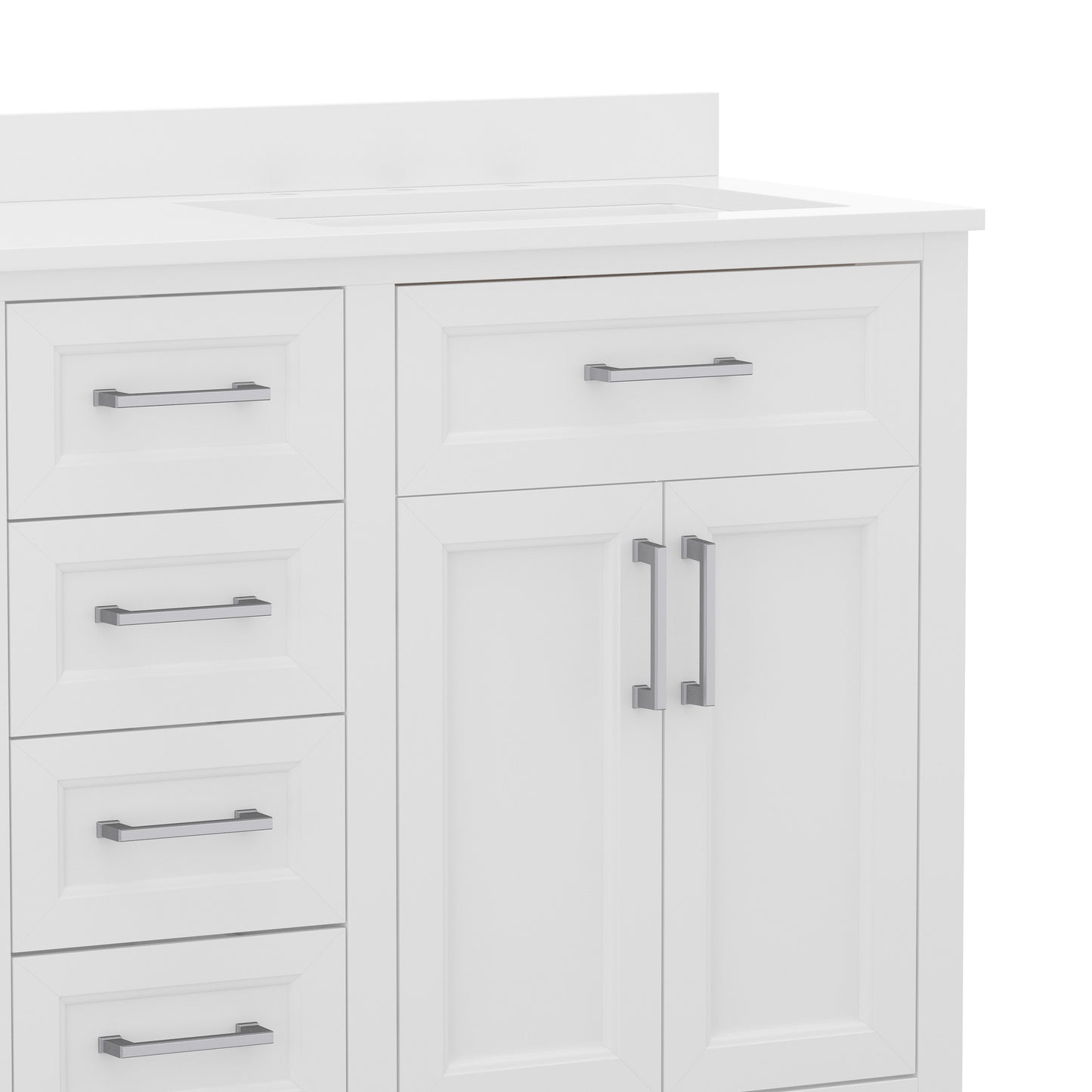 Vega 60 Inch Bathroom Double Vanity with 2 Sinks, 2 Storage Cabinets with Soft Close Doors and 6 Drawers, Carrara Marble Finish Countertop, White