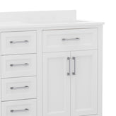 Vega 60 Inch Bathroom Double Vanity with 2 Sinks, 2 Storage Cabinets with Soft Close Doors and 6 Drawers, Carrara Marble Finish Countertop, White