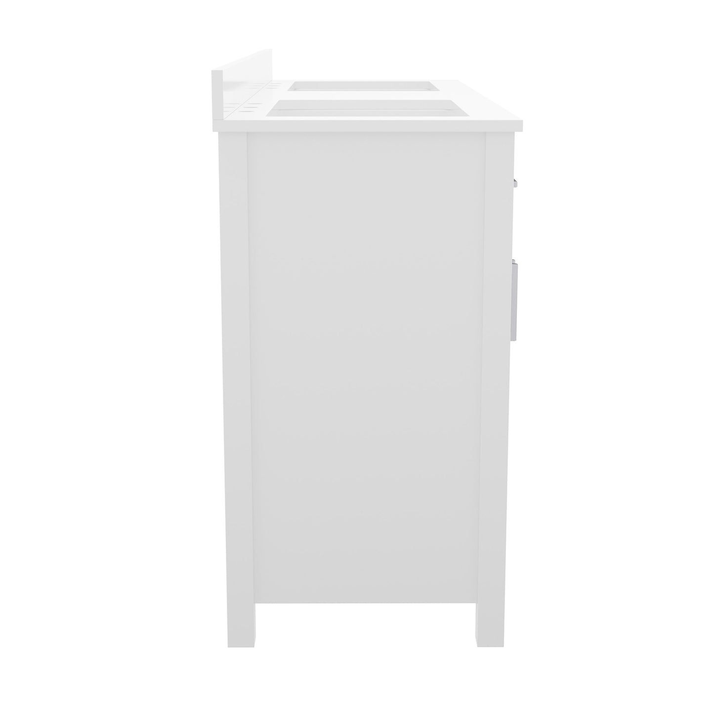 Vega 60 Inch Bathroom Double Vanity with 2 Sinks, 2 Storage Cabinets with Soft Close Doors and 6 Drawers, Carrara Marble Finish Countertop, White
