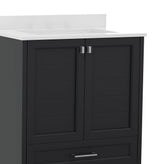 Haven 30 Inch Bathroom Vanity with Sink, Storage Cabinet with Soft Close Doors and Bottom Drawer, Carrara Marble Finish Countertop, Black
