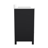 Haven 30 Inch Bathroom Vanity with Sink, Storage Cabinet with Soft Close Doors and Bottom Drawer, Carrara Marble Finish Countertop, Black