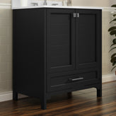 Haven 30 Inch Bathroom Vanity with Sink, Storage Cabinet with Soft Close Doors and Bottom Drawer, Carrara Marble Finish Countertop, Black