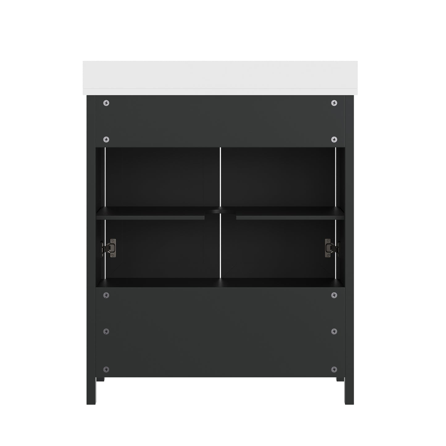 Haven 30" Bathroom Vanity with Sink, Storage Cabinet with Black Hardware, Soft Close Doors and Bottom Drawer, Carrara Marble Finish Countertop, Black