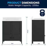 Haven 30" Bathroom Vanity with Sink, Storage Cabinet with Black Hardware, Soft Close Doors and Bottom Drawer, Carrara Marble Finish Countertop, Black