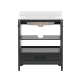 Haven 30" Bathroom Vanity with Sink, Storage Cabinet with Black Hardware, Soft Close Doors and Bottom Drawer, Carrara Marble Finish Countertop, Black