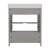 Haven 30 Inch Bathroom Vanity with Sink, Storage Cabinet with Soft Close Doors and Bottom Drawer, Carrara Marble Finish Countertop, Gray