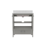 Haven 30 Inch Bathroom Vanity with Sink, Storage Cabinet with Soft Close Doors and Bottom Drawer, Carrara Marble Finish Countertop, Gray