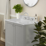 Haven 30 Inch Bathroom Vanity with Sink, Storage Cabinet with Soft Close Doors and Bottom Drawer, Carrara Marble Finish Countertop, Gray