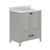 Haven 30" Bathroom Vanity with Sink, Storage Cabinet with Black Hardware, Soft Close Doors and Bottom Drawer, Carrara Marble Finish Countertop, Gray