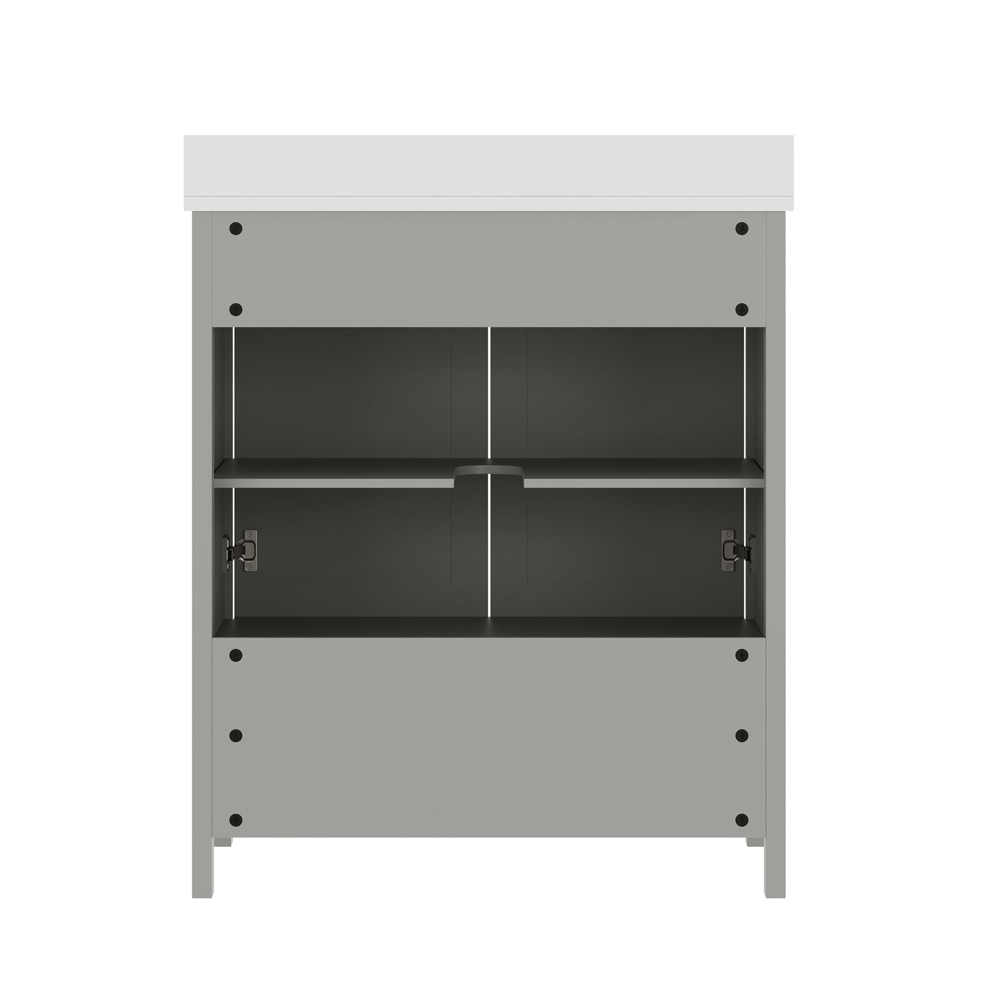 Haven 30" Bathroom Vanity with Sink, Storage Cabinet with Black Hardware, Soft Close Doors and Bottom Drawer, Carrara Marble Finish Countertop, Gray