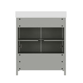 Haven 30" Bathroom Vanity with Sink, Storage Cabinet with Black Hardware, Soft Close Doors and Bottom Drawer, Carrara Marble Finish Countertop, Gray