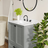 Haven 30" Bathroom Vanity with Sink, Storage Cabinet with Black Hardware, Soft Close Doors and Bottom Drawer, Carrara Marble Finish Countertop, Gray