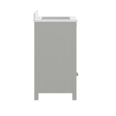 Haven 30" Bathroom Vanity with Sink, Storage Cabinet with Gold Hardware, Soft Close Doors and Bottom Drawer, Carrara Marble Finish Countertop, Gray