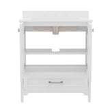 Haven 30 Inch Bathroom Vanity with Sink, Storage Cabinet with Soft Close Doors and Bottom Drawer, Carrara Marble Finish Countertop, White