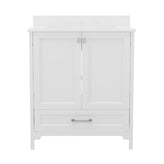 Haven 30 Inch Bathroom Vanity with Sink, Storage Cabinet with Soft Close Doors and Bottom Drawer, Carrara Marble Finish Countertop, White