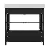Haven 36 Inch Bathroom Vanity with Sink, Storage Cabinet with Soft Close Doors and Bottom Drawer, Carrara Marble Finish Countertop, Black