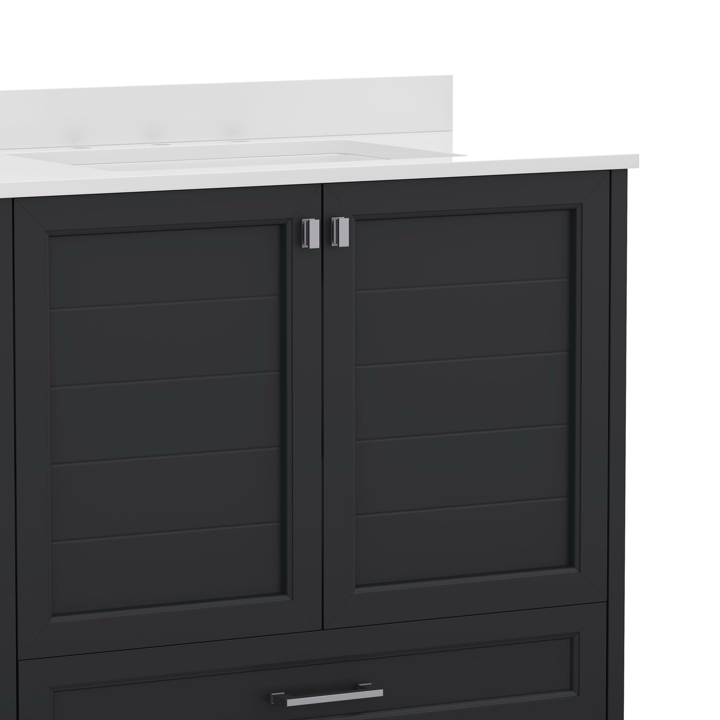 Haven 36 Inch Bathroom Vanity with Sink, Storage Cabinet with Soft Close Doors and Bottom Drawer, Carrara Marble Finish Countertop, Black