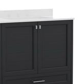 Haven 36 Inch Bathroom Vanity with Sink, Storage Cabinet with Soft Close Doors and Bottom Drawer, Carrara Marble Finish Countertop, Black