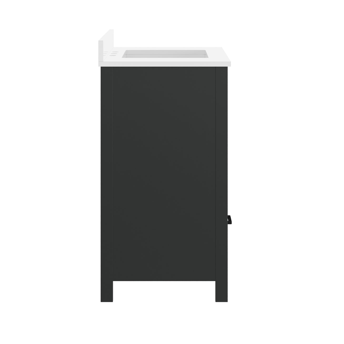 Haven 36" Bathroom Vanity with Sink, Storage Cabinet with Black Hardware, Soft Close Doors and Bottom Drawer, Carrara Marble Finish Countertop, Black