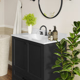 Haven 36" Bathroom Vanity with Sink, Storage Cabinet with Black Hardware, Soft Close Doors and Bottom Drawer, Carrara Marble Finish Countertop, Black