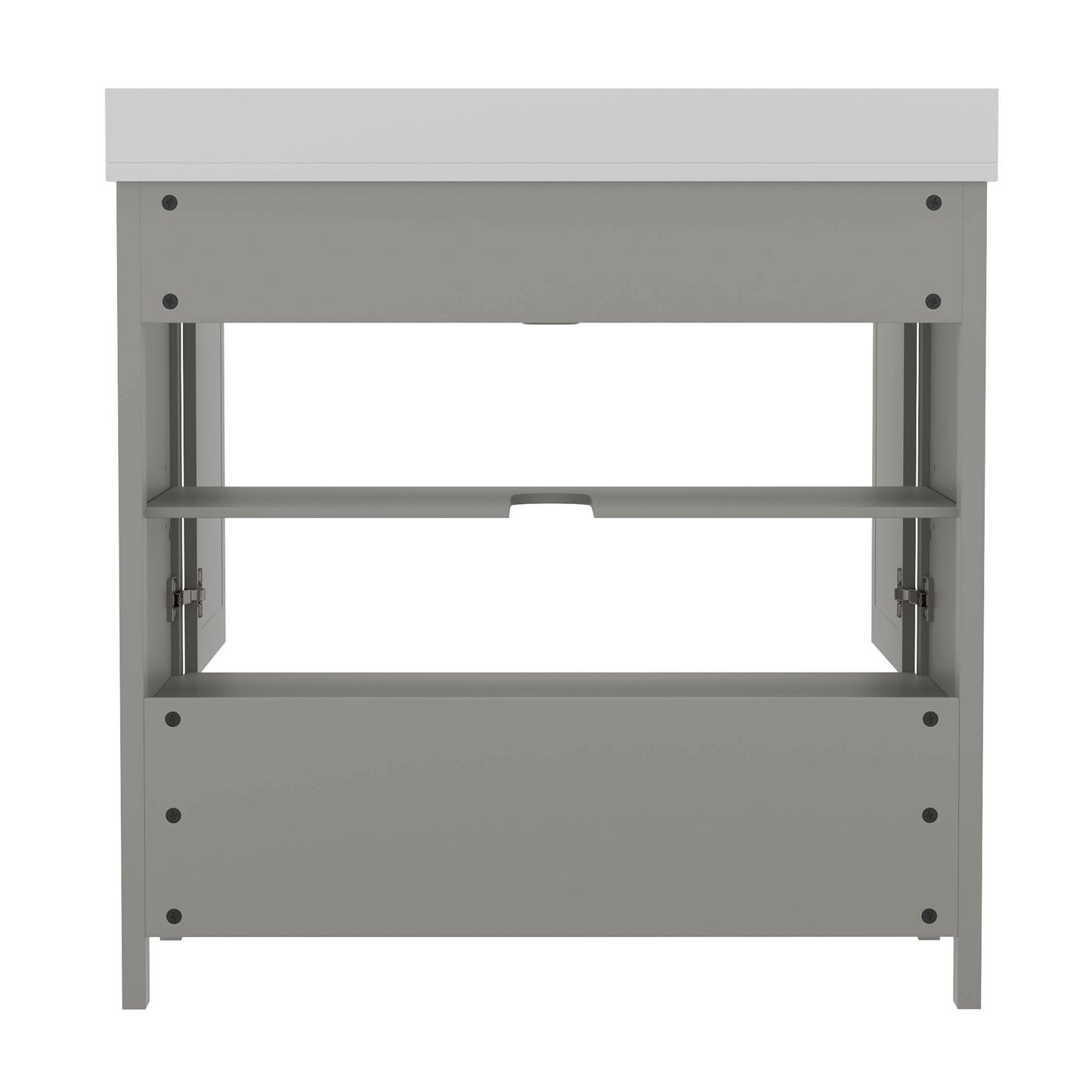 Haven 36 Inch Bathroom Vanity with Sink, Storage Cabinet with Soft Close Doors and Bottom Drawer, Carrara Marble Finish Countertop, Gray