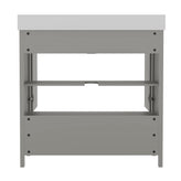 Haven 36 Inch Bathroom Vanity with Sink, Storage Cabinet with Soft Close Doors and Bottom Drawer, Carrara Marble Finish Countertop, Gray