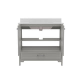 Haven 36 Inch Bathroom Vanity with Sink, Storage Cabinet with Soft Close Doors and Bottom Drawer, Carrara Marble Finish Countertop, Gray