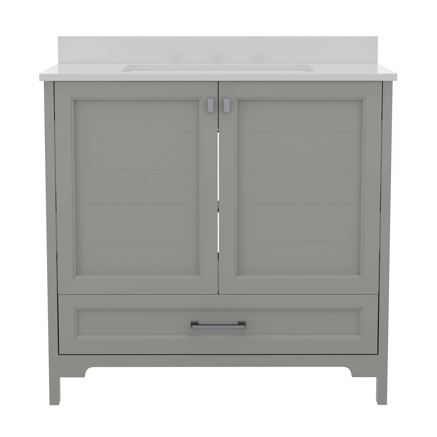 Haven 36 Inch Bathroom Vanity with Sink, Storage Cabinet with Soft Close Doors and Bottom Drawer, Carrara Marble Finish Countertop, Gray