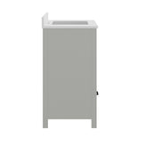 Haven 36" Bathroom Vanity with Sink, Storage Cabinet with Black Hardware, Soft Close Doors and Bottom Drawer, Carrara Marble Finish Countertop, Gray