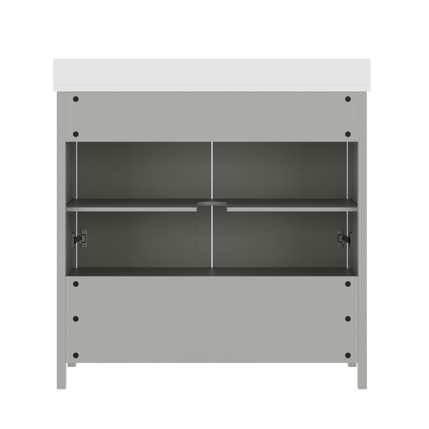 Haven 36" Bathroom Vanity with Sink, Storage Cabinet with Gold Hardware, Soft Close Doors and Bottom Drawer, Carrara Marble Finish Countertop, Gray