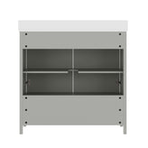 Haven 36" Bathroom Vanity with Sink, Storage Cabinet with Gold Hardware, Soft Close Doors and Bottom Drawer, Carrara Marble Finish Countertop, Gray