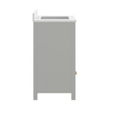 Haven 36" Bathroom Vanity with Sink, Storage Cabinet with Gold Hardware, Soft Close Doors and Bottom Drawer, Carrara Marble Finish Countertop, Gray