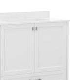 Haven 36 Inch Bathroom Vanity with Sink, Storage Cabinet with Soft Close Doors and Bottom Drawer, Carrara Marble Finish Countertop, White