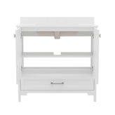 Haven 36 Inch Bathroom Vanity with Sink, Storage Cabinet with Soft Close Doors and Bottom Drawer, Carrara Marble Finish Countertop, White