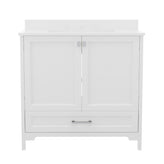 Haven 36 Inch Bathroom Vanity with Sink, Storage Cabinet with Soft Close Doors and Bottom Drawer, Carrara Marble Finish Countertop, White