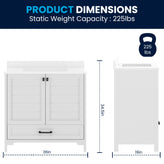 Haven 36" Bathroom Vanity with Sink, Storage Cabinet with Black Hardware, Soft Close Doors and Bottom Drawer, Carrara Marble Finish Countertop, White
