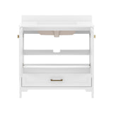 Haven 36" Bathroom Vanity with Sink, Storage Cabinet with Gold Hardware, Soft Close Doors and Bottom Drawer, Carrara Marble Finish Countertop, White