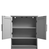 Vega Over the Toilet Bathroom Storage Cabinet Organizer with 2 Magnetic Closure Doors, Adjustable Cabinet Shelf, and Open Lower Shelf in Gray