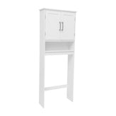Vega Over the Toilet Bathroom Storage Cabinet Organizer with 2 Magnetic Closure Doors, Adjustable Cabinet Shelf, and Open Lower Shelf in White