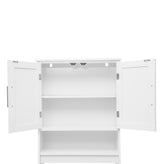 Vega Over the Toilet Bathroom Storage Cabinet Organizer with 2 Magnetic Closure Doors, Adjustable Cabinet Shelf, and Open Lower Shelf in White