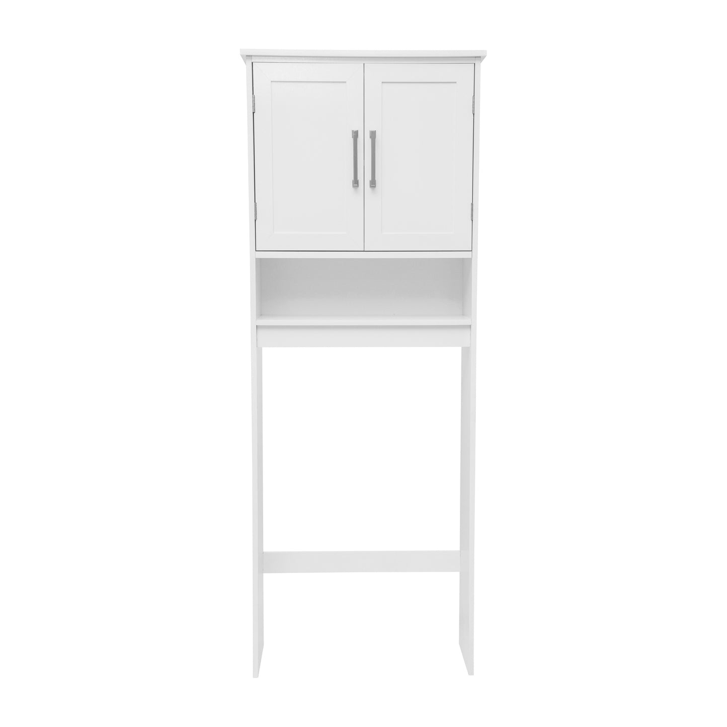 Vega Over the Toilet Bathroom Storage Cabinet Organizer with 2 Magnetic Closure Doors, Adjustable Cabinet Shelf, and Open Lower Shelf in White