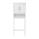 Vega Over the Toilet Bathroom Storage Cabinet Organizer with 2 Magnetic Closure Doors, Adjustable Cabinet Shelf, and Open Lower Shelf in White