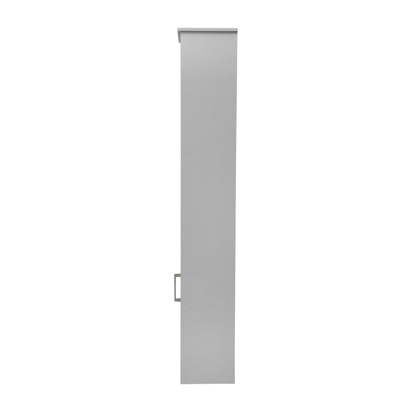 Vega Freestanding Linen Tower Storage Cabinet with Magnetic Close Door, In-Cabinet Adjustable Shelf, and 3 Upper Open Shelves in Gray