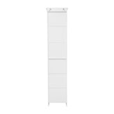 Vega Freestanding Linen Tower Storage Cabinet with Magnetic Close Door, In-Cabinet Adjustable Shelf, and 3 Upper Open Shelves in White