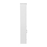 Vega Freestanding Linen Tower Storage Cabinet with Magnetic Close Door, In-Cabinet Adjustable Shelf, and 3 Upper Open Shelves in White