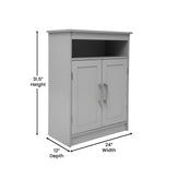 Vega Bathroom Storage Cabinet Organizer with Two Magnetic Closure Doors, In-Cabinet Adjustable Shelf, and Upper Open Shelf in Gray