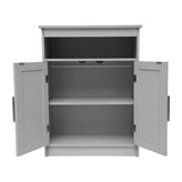 Vega Bathroom Storage Cabinet Organizer with Two Magnetic Closure Doors, In-Cabinet Adjustable Shelf, and Upper Open Shelf in Gray
