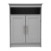 Vega Bathroom Storage Cabinet Organizer with Two Magnetic Closure Doors, In-Cabinet Adjustable Shelf, and Upper Open Shelf in Gray